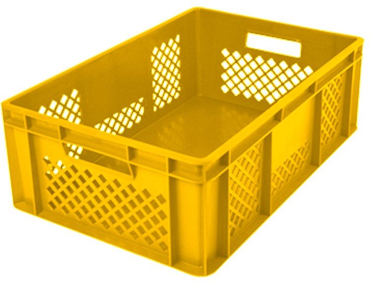 Artech Pojemnik transportowy EURO 200, ścianki ażurowe, wym. 600 x 400 x 200 mm (Kolor żółty)