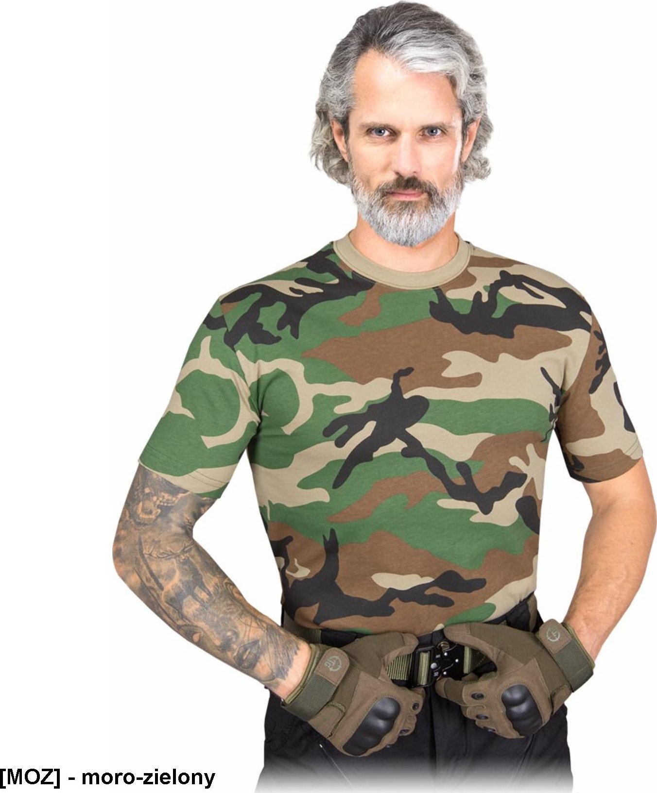 R.E.I.S. TG-TARNUNG - T-shirt krótki rękaw Tactical Guard 100% bawełna 170-180 g/m2 dedykowana miłośnikóm militariów motocyklistów - moro-zielony 2XL