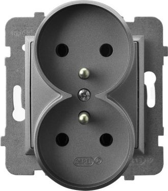 Ospel Gniazdo Aria podwójne z/u szary mat (GP-2URZ/m/70)