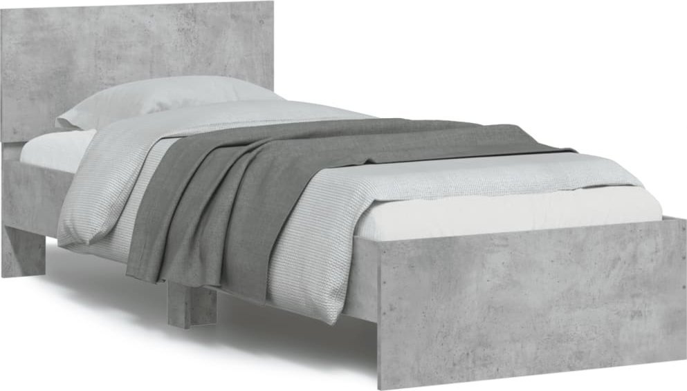 vidaXL vidaXL Rama łóżka z wezgłowiem, szarość betonu, 75x190 cm