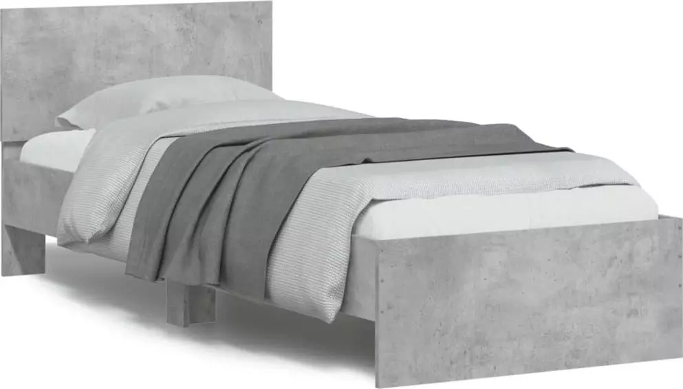 vidaXL vidaXL Rama łóżka z wezgłowiem, szarość betonu, 75x190 cm