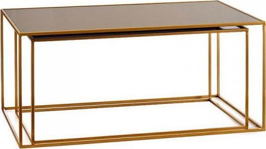 Gift Decor Zestaw 2 stołów Czarny Złoty Szkło Metal (2 pcs)