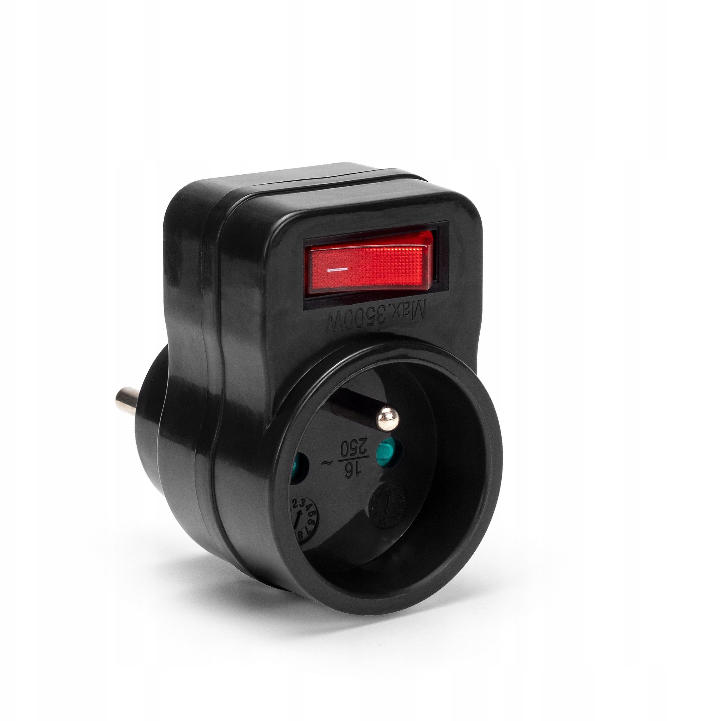 Rozgałęźnik z wyłącznikiem i uziemieniem czarny Montis MT091-BK