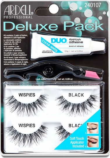 Ardell ARDELL_SET Deluxe Pack Wispies para sztucznych rzęs Black + Lash Adhesive klej do rzęs 2,5g + Lash Applicator aplikator do rzęs