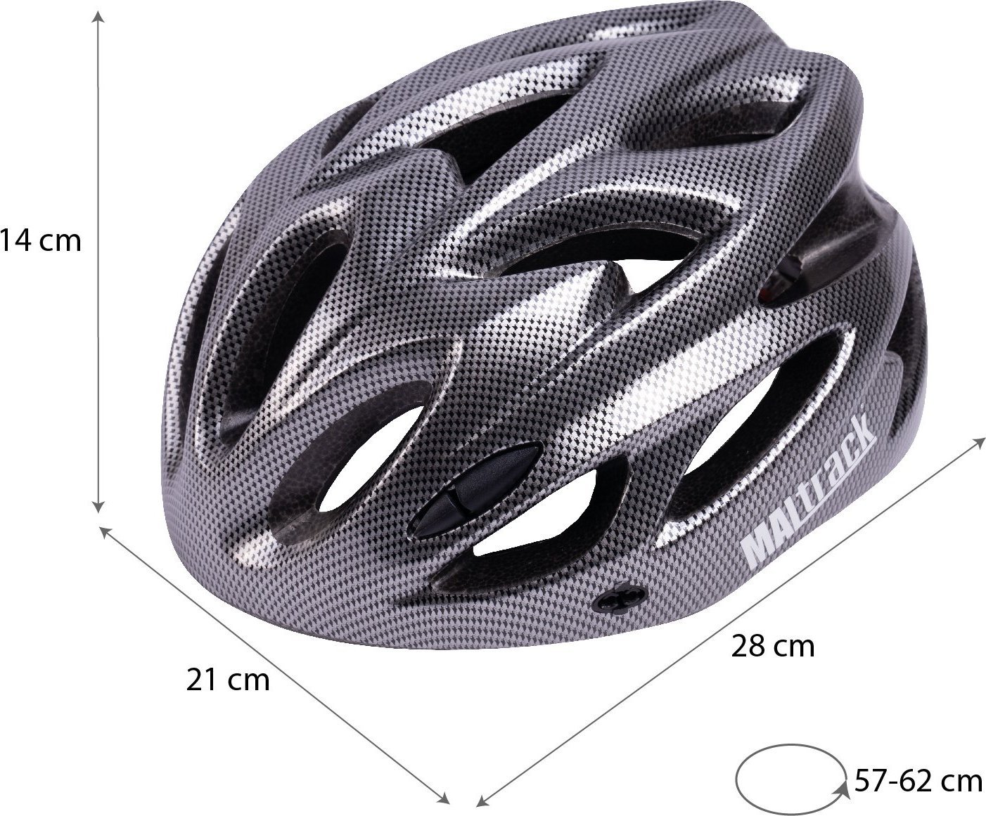 MalTrack Kask Rowerowy Damski Męski Sport Regulowany 57-62 CARBON