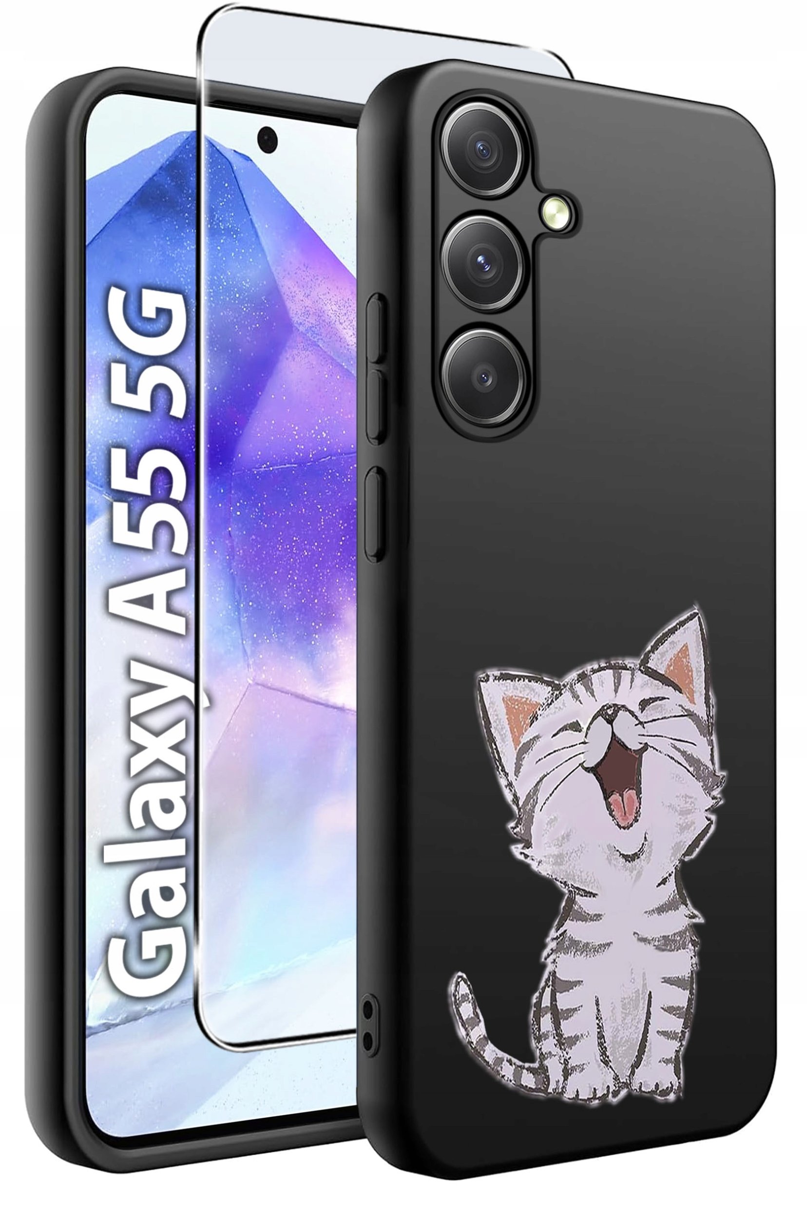 ETUI do Samsung A55 5G WZORY | SILIKONOWE MATT CASE + SZKŁO HARTOWANE 9H