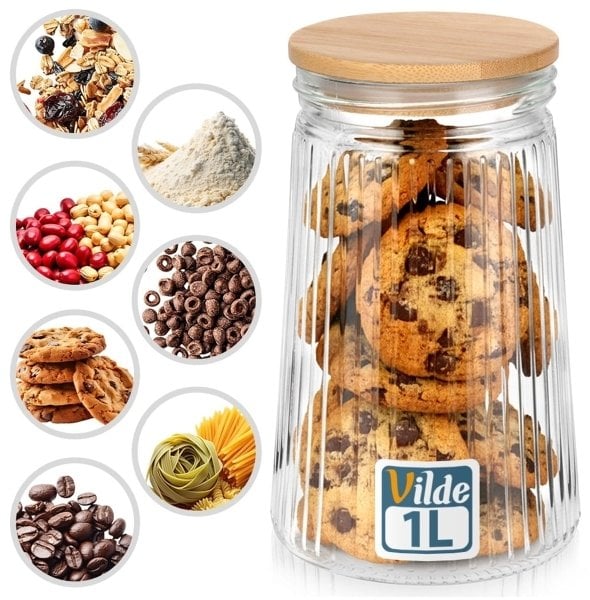 SZKLANY POJEMNIK KUCHENNY NA PRODUKTY SYPKIE 1L 229247