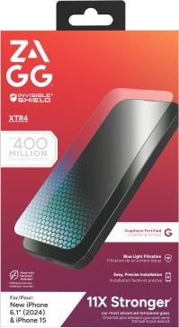 Zagg International ZAGG InvisibleShield Glass XTR4 - szkło ochronne z grafenem i filtrem światła niebieskiego do iPhone 15/16