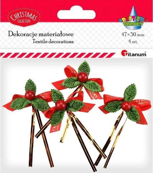 Kokarda czerwona z napisem Merry Christmas 4szt