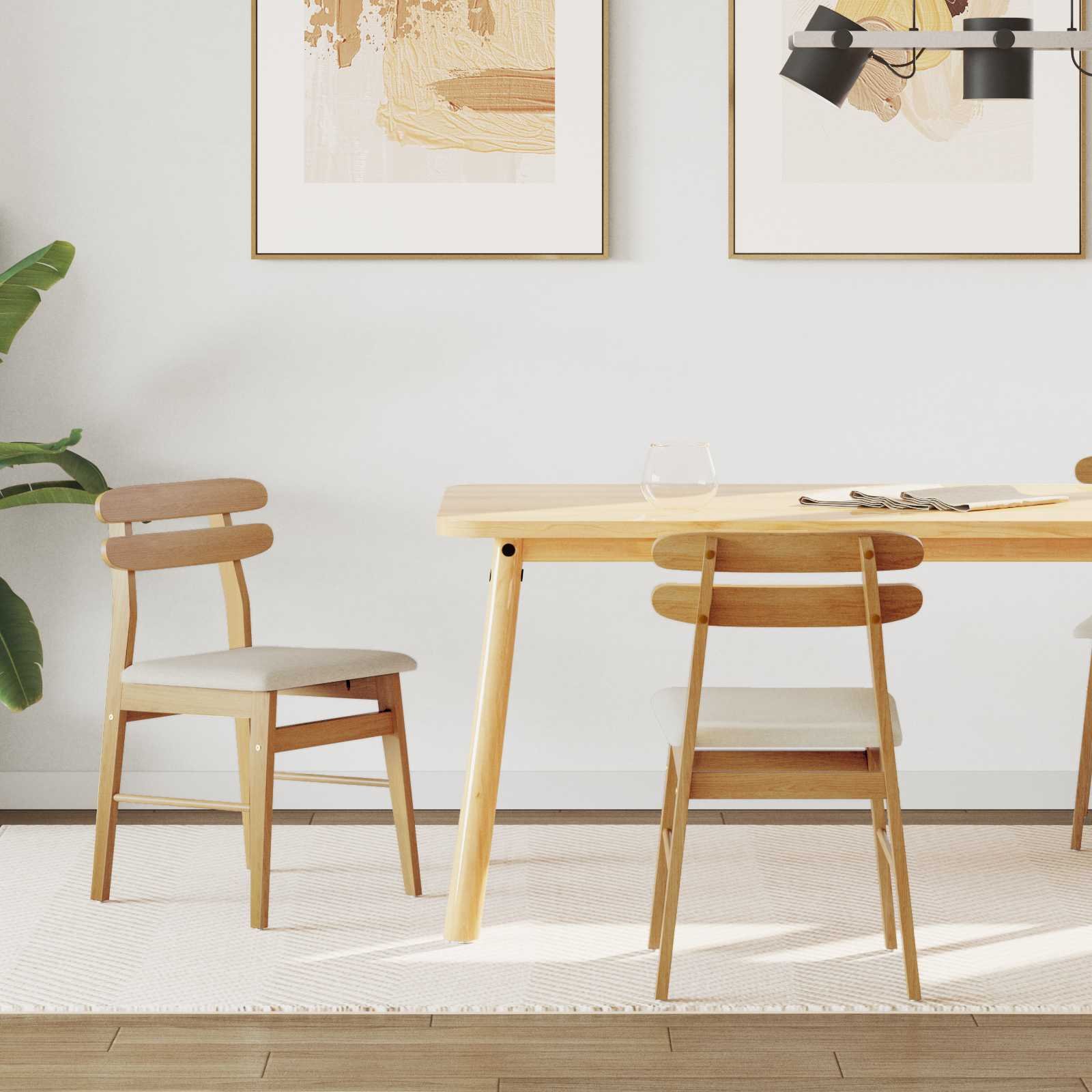 vidaXL Krzesło jadalniane 2 pcs jasny Drewno solidne