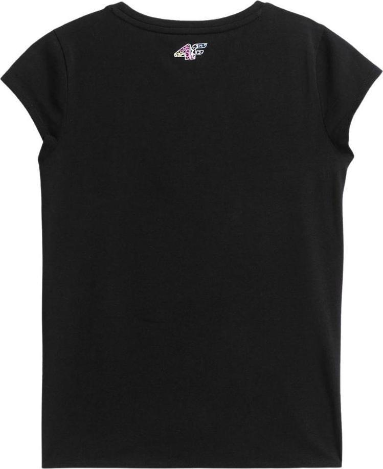 4f Koszulka dla dziewczynki 4F głęboka czerń HJL22 JTSD010 20S : Rozmiar - 128cm