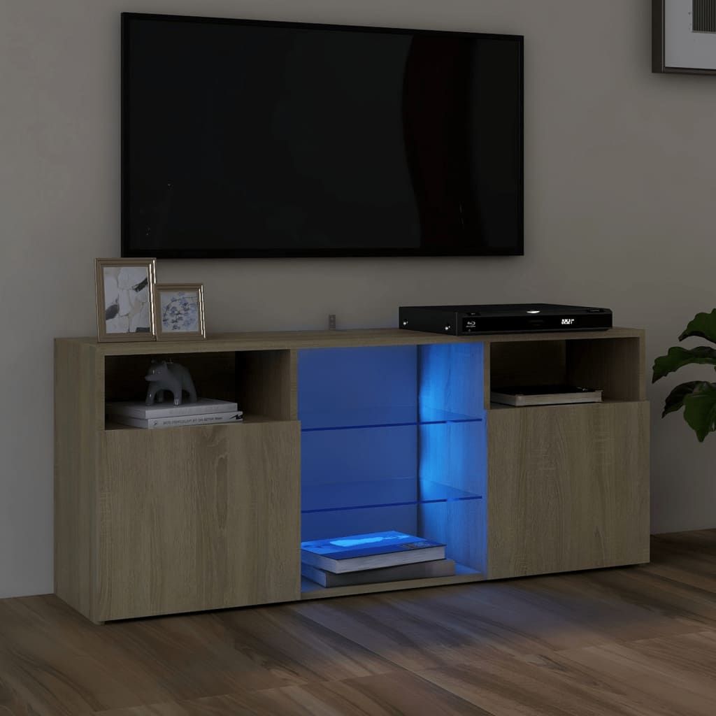 vidaXL Szafka TV z oświetleniem LED, dąb sonoma, 120x30x50 cm