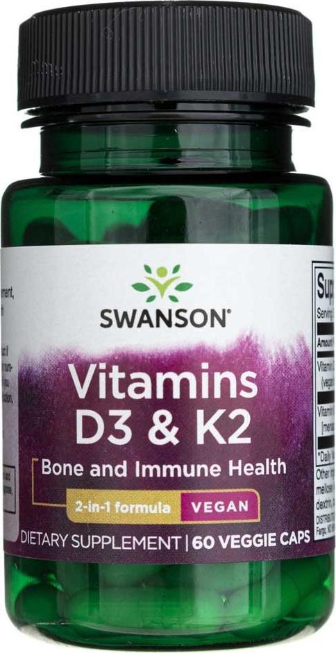 Swanson Swanson Witamina D3 + K2 MK-7 - 60 kapsułek