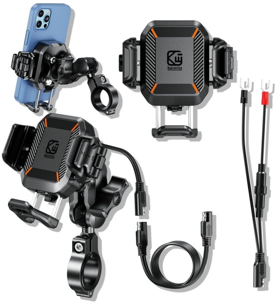 Uchwyt na telefon do roweru, motocykla Supero KEWIG M33-A1 + ładowarka indukcyjna 15W, czarnya