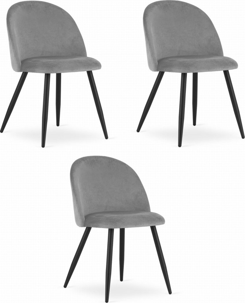 Krzesło BELLO - aksamit jasnoszare / nogi czarne x 3
