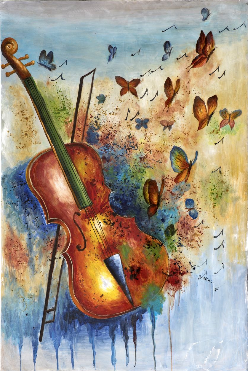 Witek Home Obraz 100x150 cm Violin's Butterflies