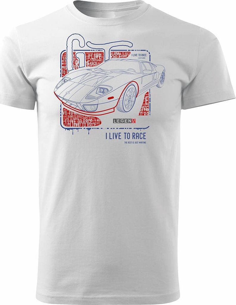 Topslang Koszulka motoryzacyjna z samochodem Ford GT męska biała REGULAR M
