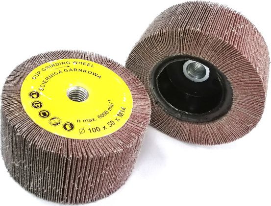 Glob ściernica garnkowa 100x50mm z gwintem M14 z płótna ściernego 80 (GLOB-SG-10050M14-P080)