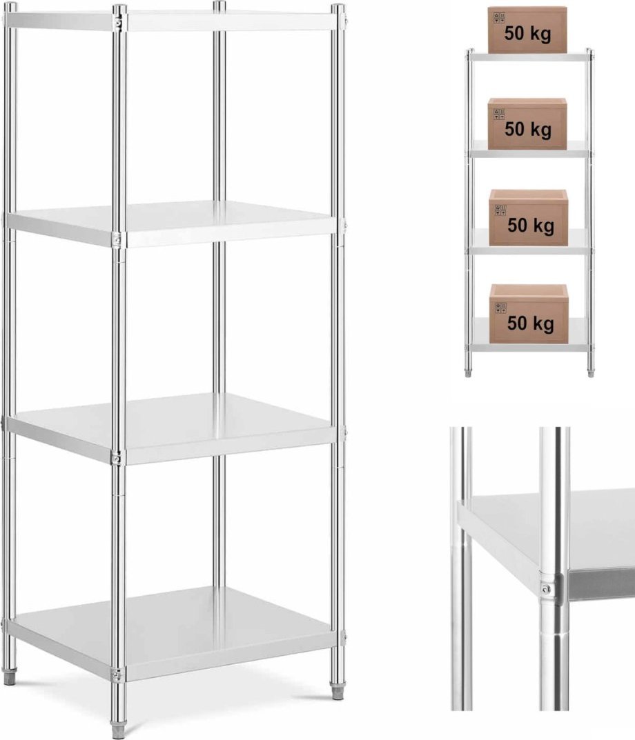 Royal Catering Regał metalowy magazynowy gastronomiczny do 200 kg 70 x 60 x 180 cm