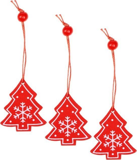 Springos Świąteczne zawieszki 4,5cm drewniane choinki zestaw 3 szt. UNIWERSALNY