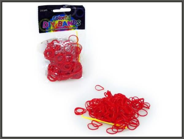 Hipo Gumki czerwone do robienia bransoletek, 250 sztuk (620071)