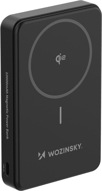 Powerbank Wozinsky WLWP-10KA0Y3S 22,5W PD Qi2 10000 mAh, z podstawką, 1x USB-A, 1x USB-C - czarny