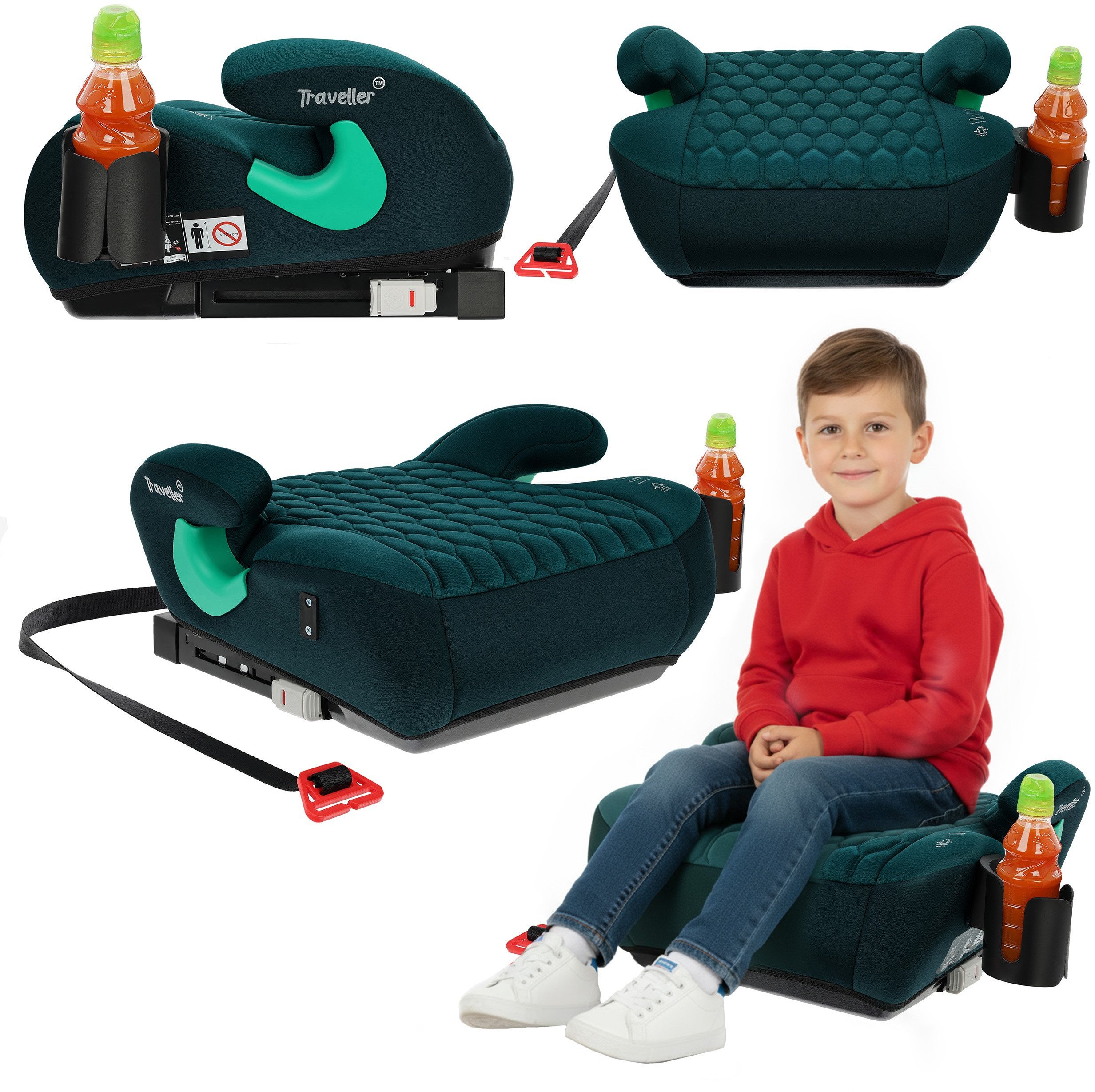 Fotelik samochodowy Ecotoys FOTELIK SAMOCHODOWY PODKŁADKA SIEDZISKO TRAVELLER KK PIKOWANY ISOFIX R129 Zielony Zielony (0-4-18)