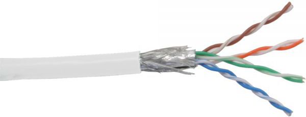 InLine Patchcord sieciowy SF/UTP, Cat.5e, AWG26, CCA, PVC, biały, 100m (72099W)
