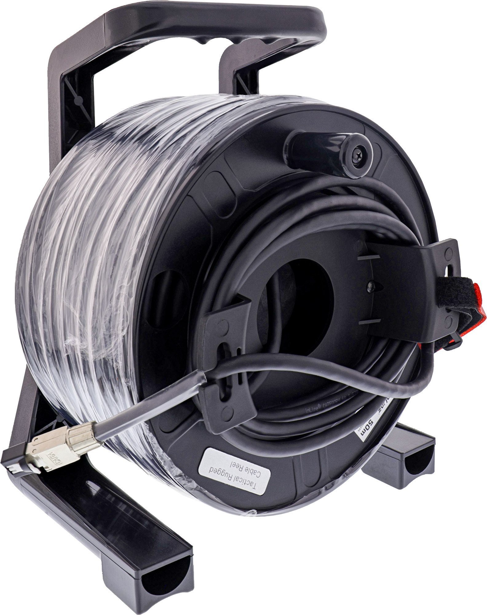 InLine ® Bęben kablowy sieciowy Outdoor, Cat.6A PUR RJ45, 50m, czarny
