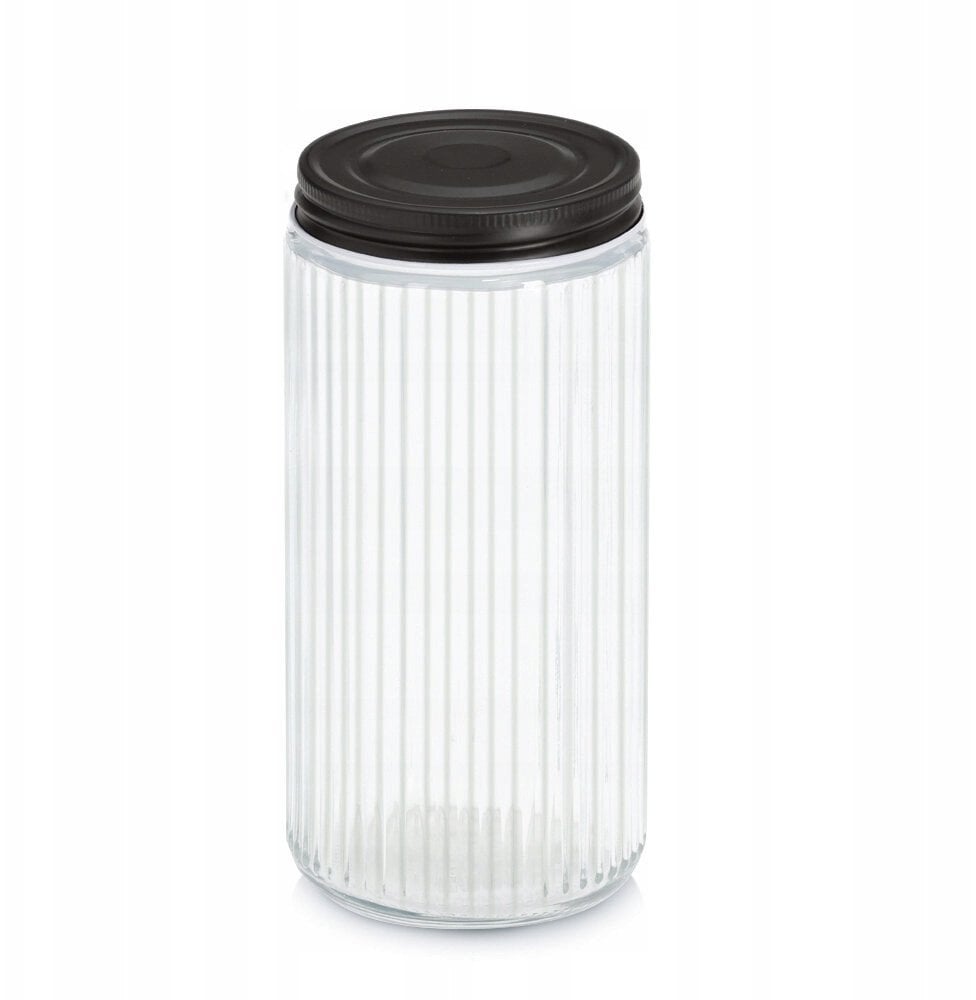 Słoik z metalową pokrywką KITCHEN ESSENTIALS, ryflowane szkło
