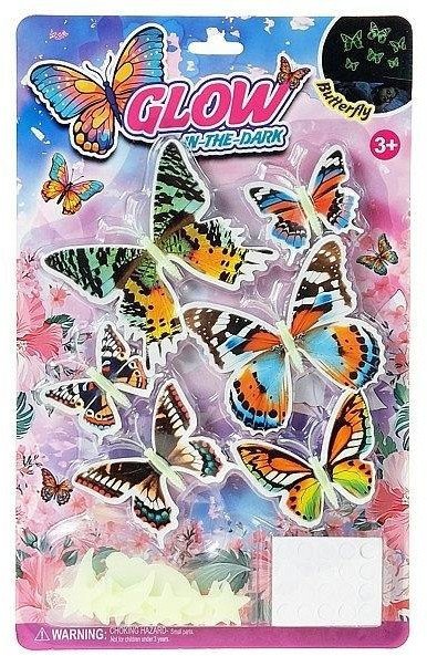 Naklejki fluo na ścianę motyle 34,5x21,5x1,5cm