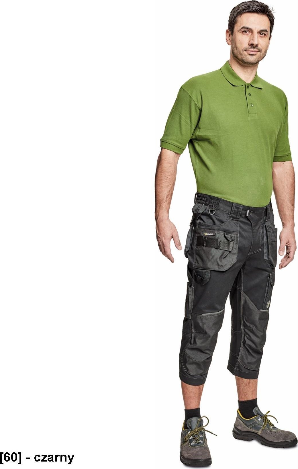 CERVA DAYBORO spodnie 3/4 - męskie spodnie 3/4 robocze, odblaskowe elementy, 100 % TRIFIBETEX - czarny 48