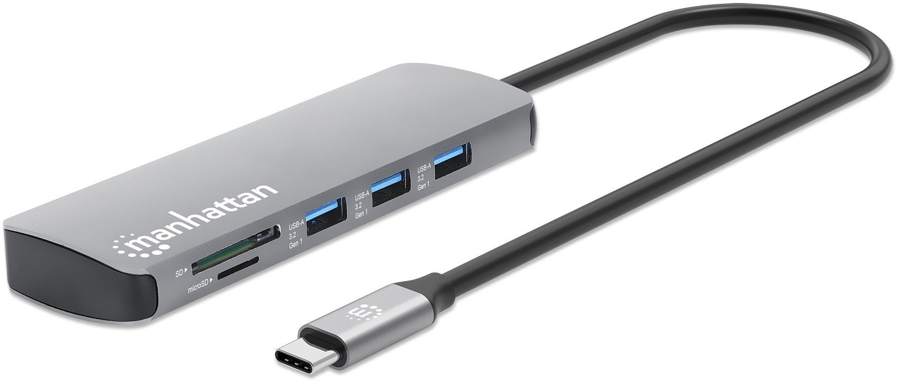 Manhattan 190459 stacja dokująca Przewodowa USB 3.2 Gen 1 (3.1 Gen 1) Type-C Szary