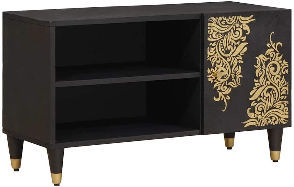 vidaXL Szafka pod telewizor czarny 80 x 33 x 46 cm Drewno mango