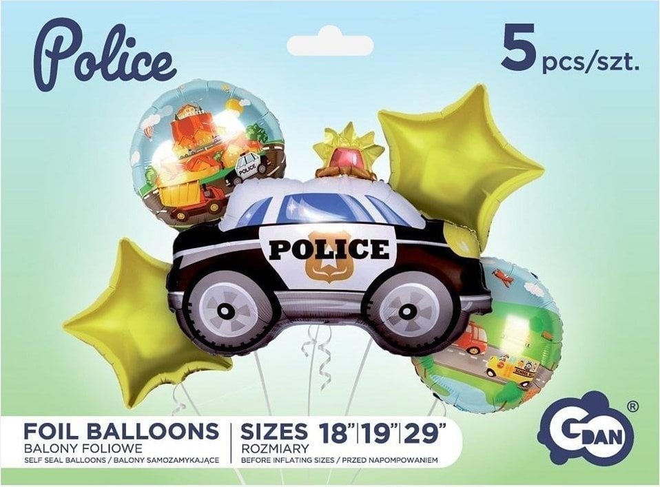 GoDan Balony foliowe zestaw Policja 5 szt