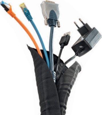 Organizer InLine HAGOR KSS 5 Meter Schwarz - 19mm Kabelsocke selbstschliessend 5m Laenge Weite 19mm aus elastischem Polyester