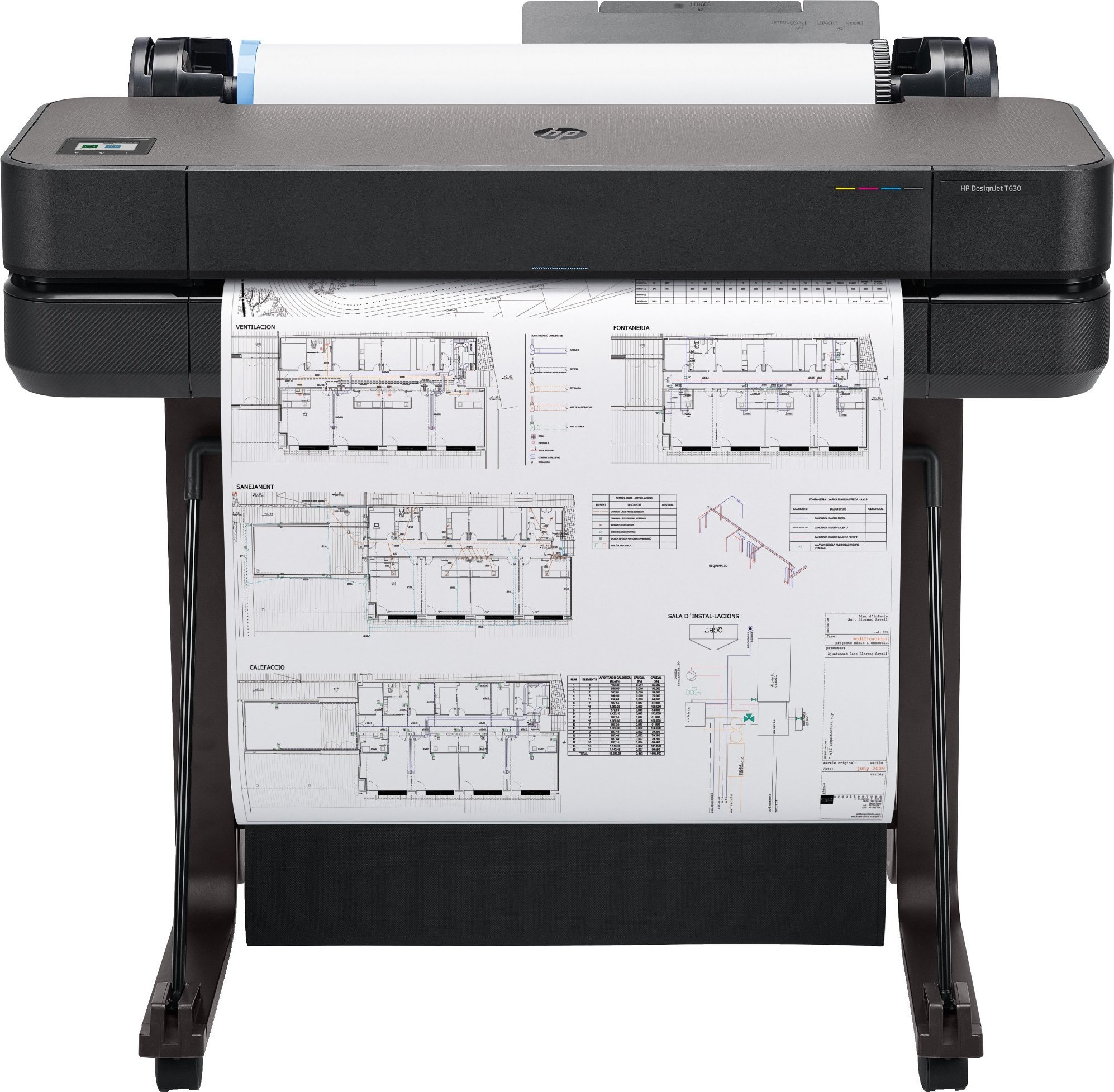 HP DesignJet T630 24inch LFP 2025 Colour Ink-Jet A1 ANSI D Roll 61cm 2400x1200dpi 0.5 min/page USB LAN Wi-Fi