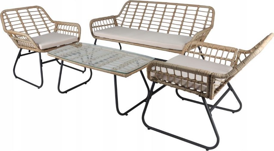 Zestaw mebli ogrodowych taras TECHNORATTAN BILBAO 4os. naturalny