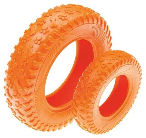 Opona, gryzak dla psa, TPR, pomarańczowa, 10x10x3 cm