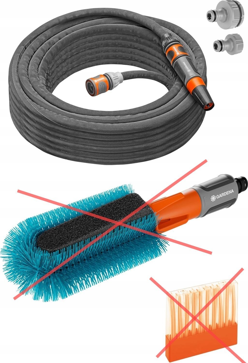 Gardena GARDENA Cleansystem bicycle washing set, washing brush (grey/turquoise, incl. 10 soap sticks, hose, cleaning syringe)