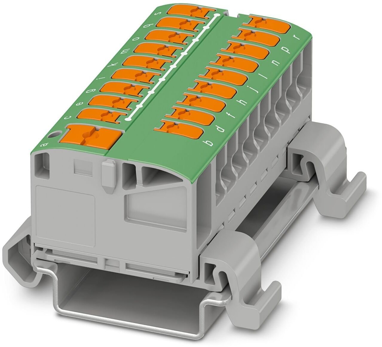 1019561 Blok rozdzielczy PTVFIX 6/18X2,5-NS35A GN, zielone złącze przemysłowe - 18 punktów przyłączeniowych o przekroju 2,5mm2