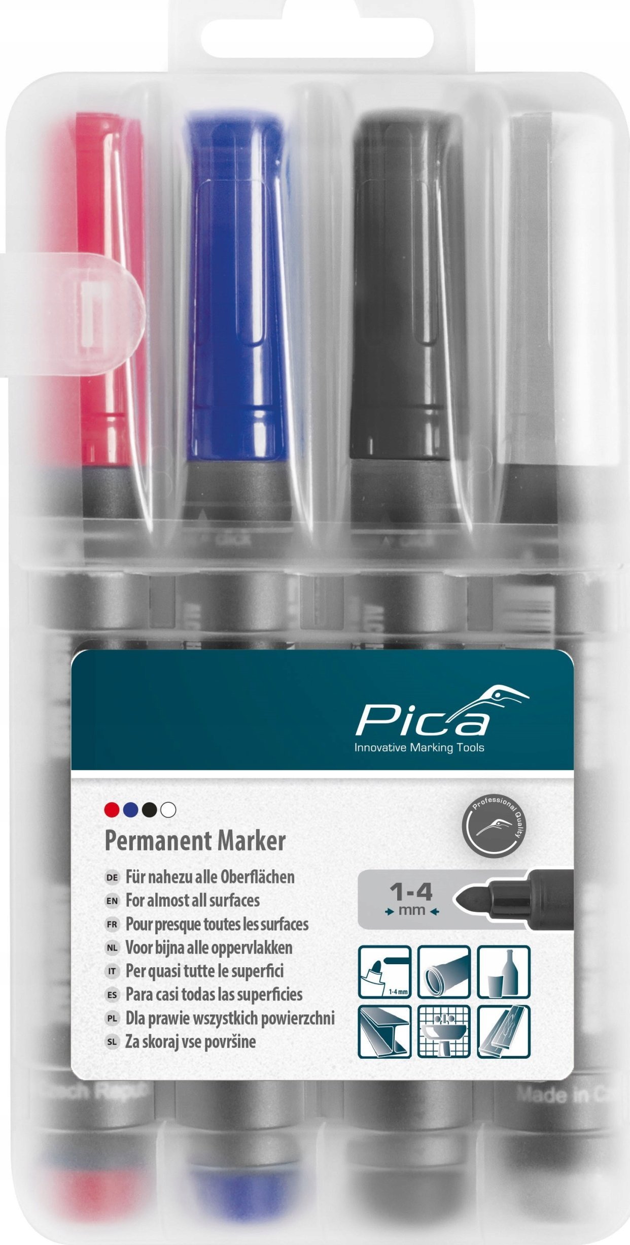 Pica-Marker Pica permanent Marker 1-4mm assorted with Instant-White