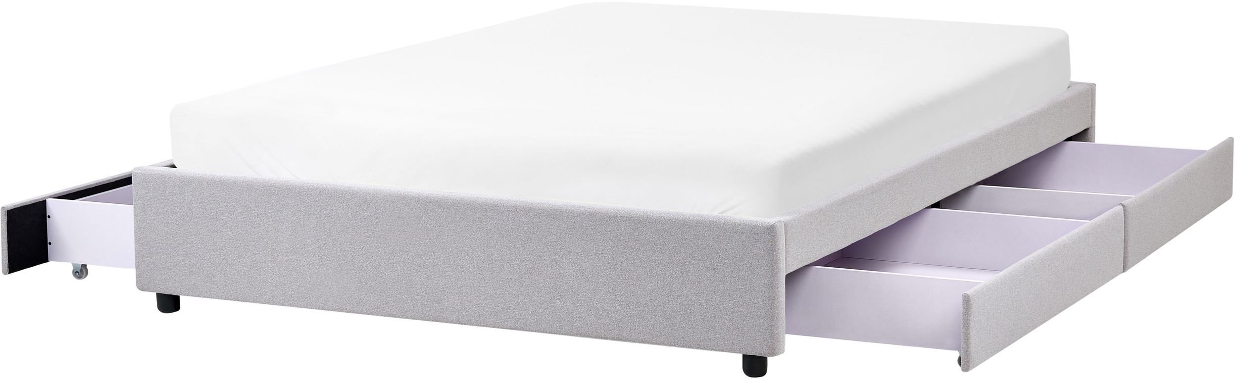 Łóżko z szufladami bez zagłówka PRADES 160 x 200 cm Jasnoszary