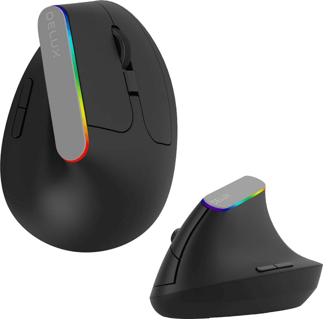 Mysz Delux Bezprzewodowa mysz pionowa Delux M618C 2.4G 1600DPI RGB (Czarna)