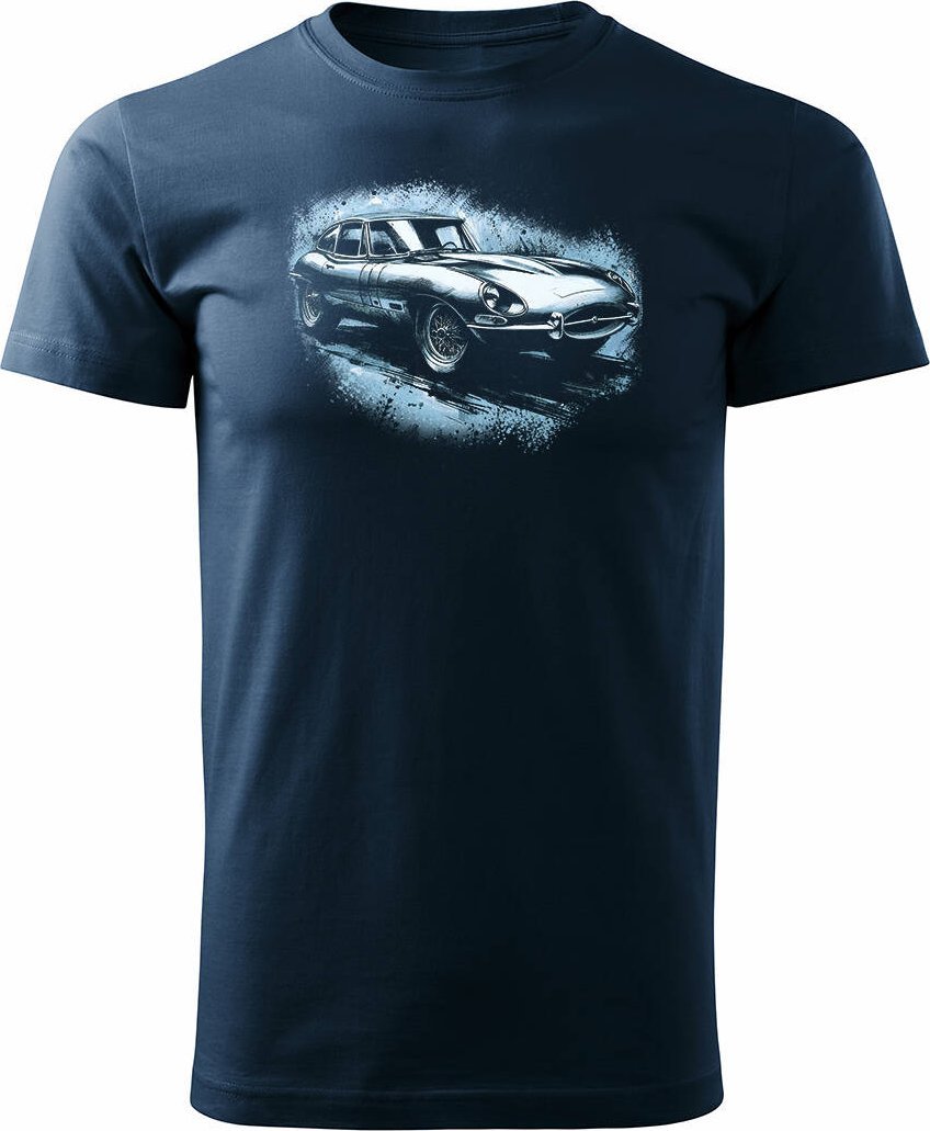 Topslang Koszulka z samochodem jaguar z jaguarem e-type e type etype kolekcjonerska męska granatowa REGULAR M