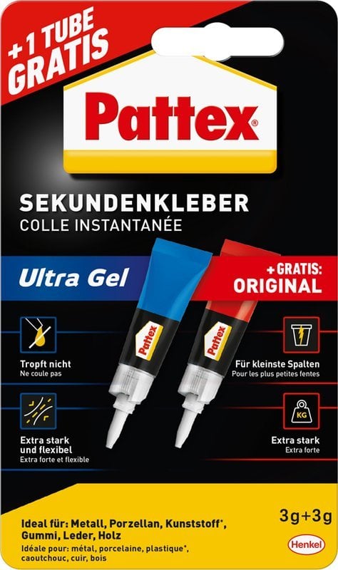 Pistolet do kleju Pattex Pattex Sekundenkleber 1x Ultragel 3g 1x Flüssig 3g gratis