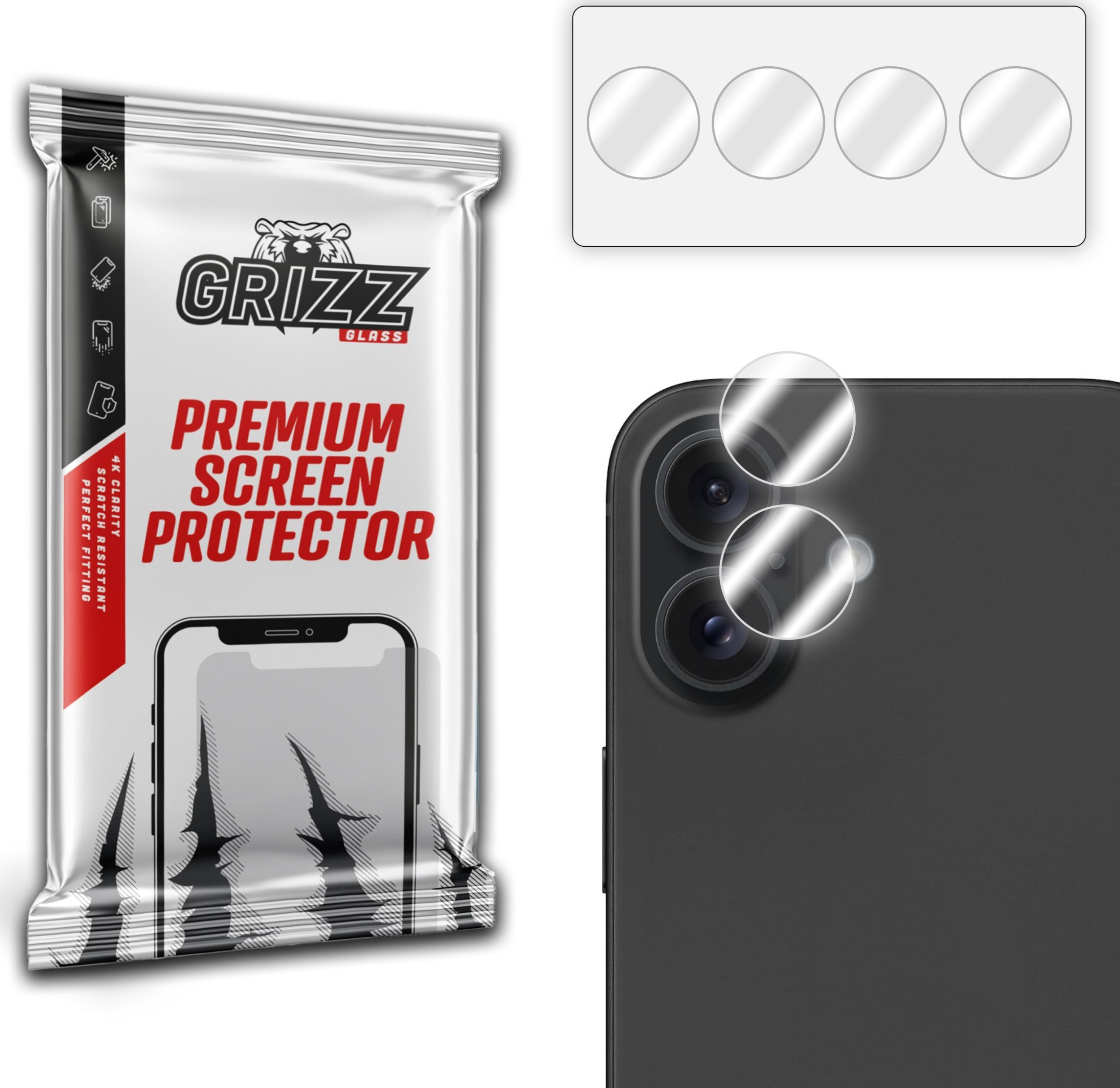 GrizzGlass Szkło na aparat GrizzGlass HybridGlass Camera do Apple iPhone 16 Plus