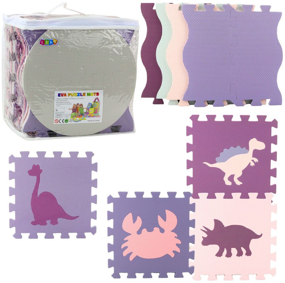 LeanToys Miękkie Puzzle Mata Edukacyjna Kojec Pianka EVA Różowe Fioletowe 25szt