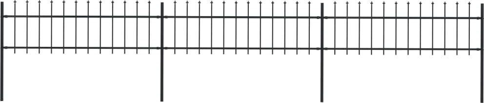 vidaXL Ogrodzenie z prętów z grotami, stalowe, 5,1 x 0,6 m, czarne