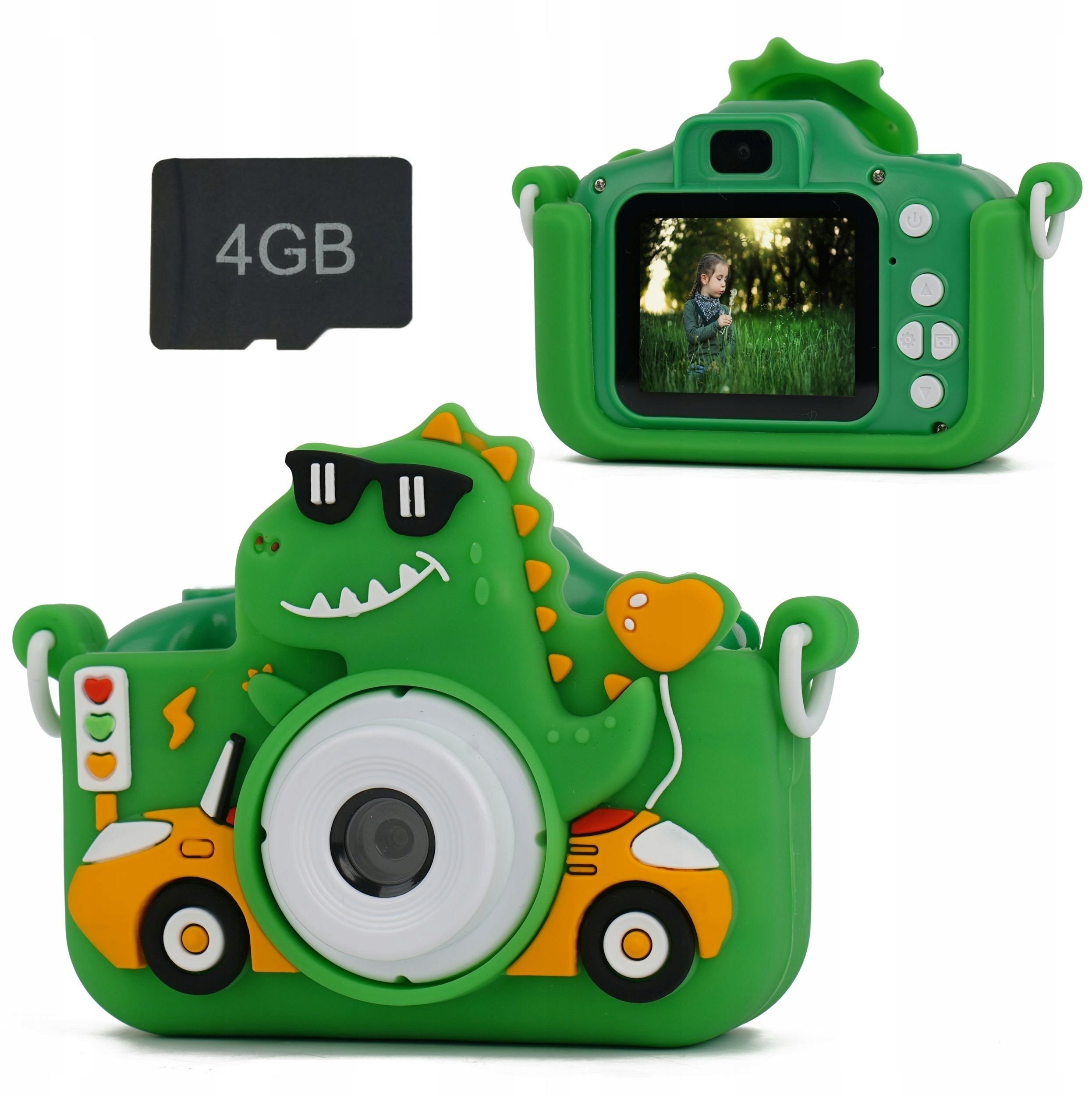 Aparat Cyfrowy XREC X2 48MP Kamera 1080p dla Dziecka 5x Gry MP3 + Karta 4GB / XREC X2 / Dinozaur Zielony